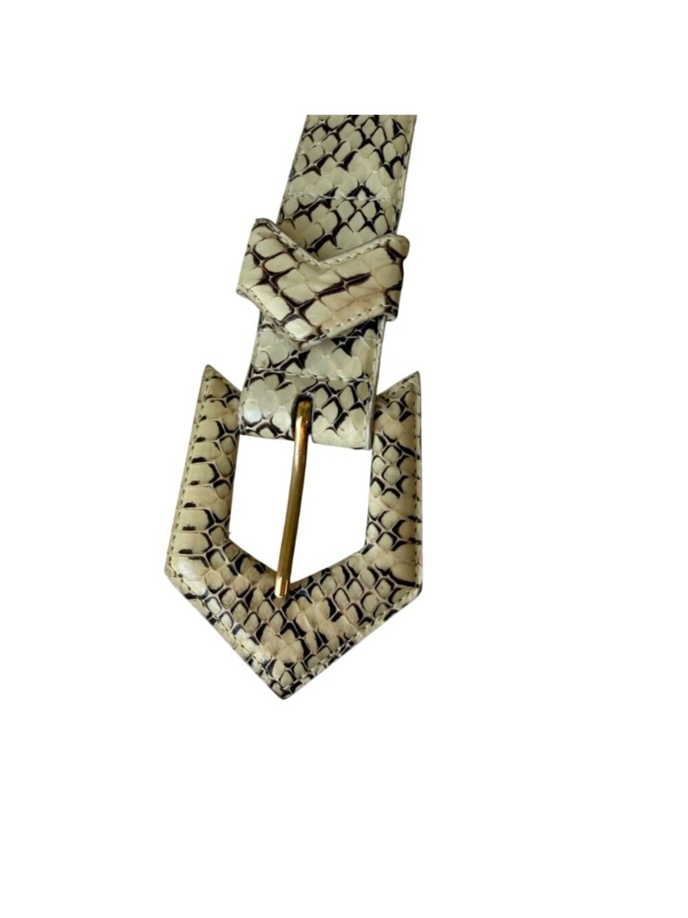 Ritz Snake Skin Belt With Gold-Tone Buckle M/L Size Cream & Black Pattern - Picture 6 of 9
